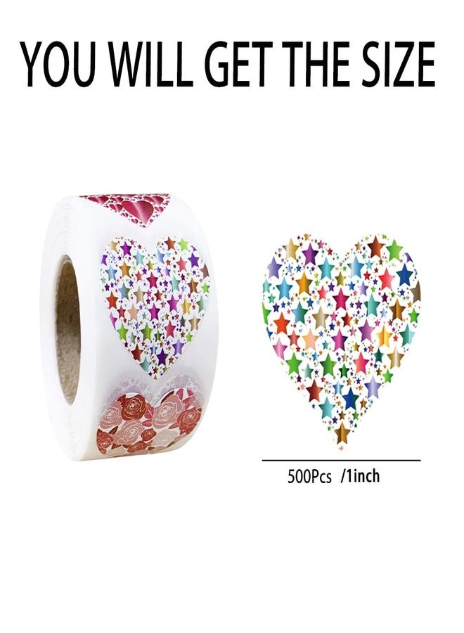 RUPOFUZA 500PCS Valentine's Day Heart Stickers Roll,1inch Love Stickers Cute Self Adhesive Gift Stickers for Valentines Day Decorations and Award - Image 5